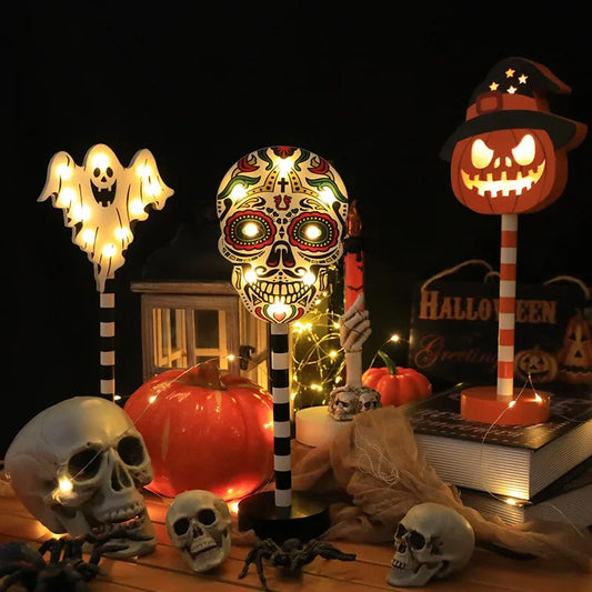 Halloween LED Night Light Pumpkin Ghost Ambiance Lights Battery Powered Waterproof Outdoor Garden Bedroom Festival Party Decor
