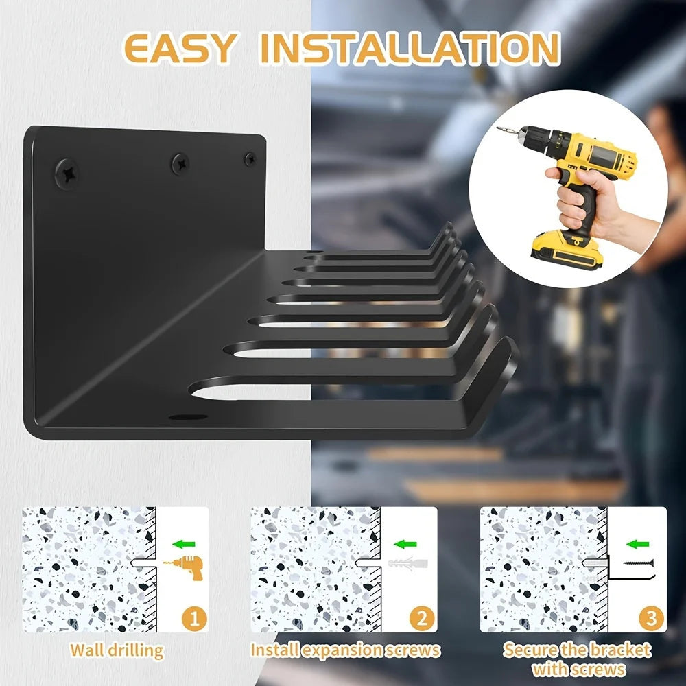1pc [Fitness Equipment Organizer] Multifunctional Black Iron Wall-Mounted Fitness Equipment Organizer - Perfect Gift for Home