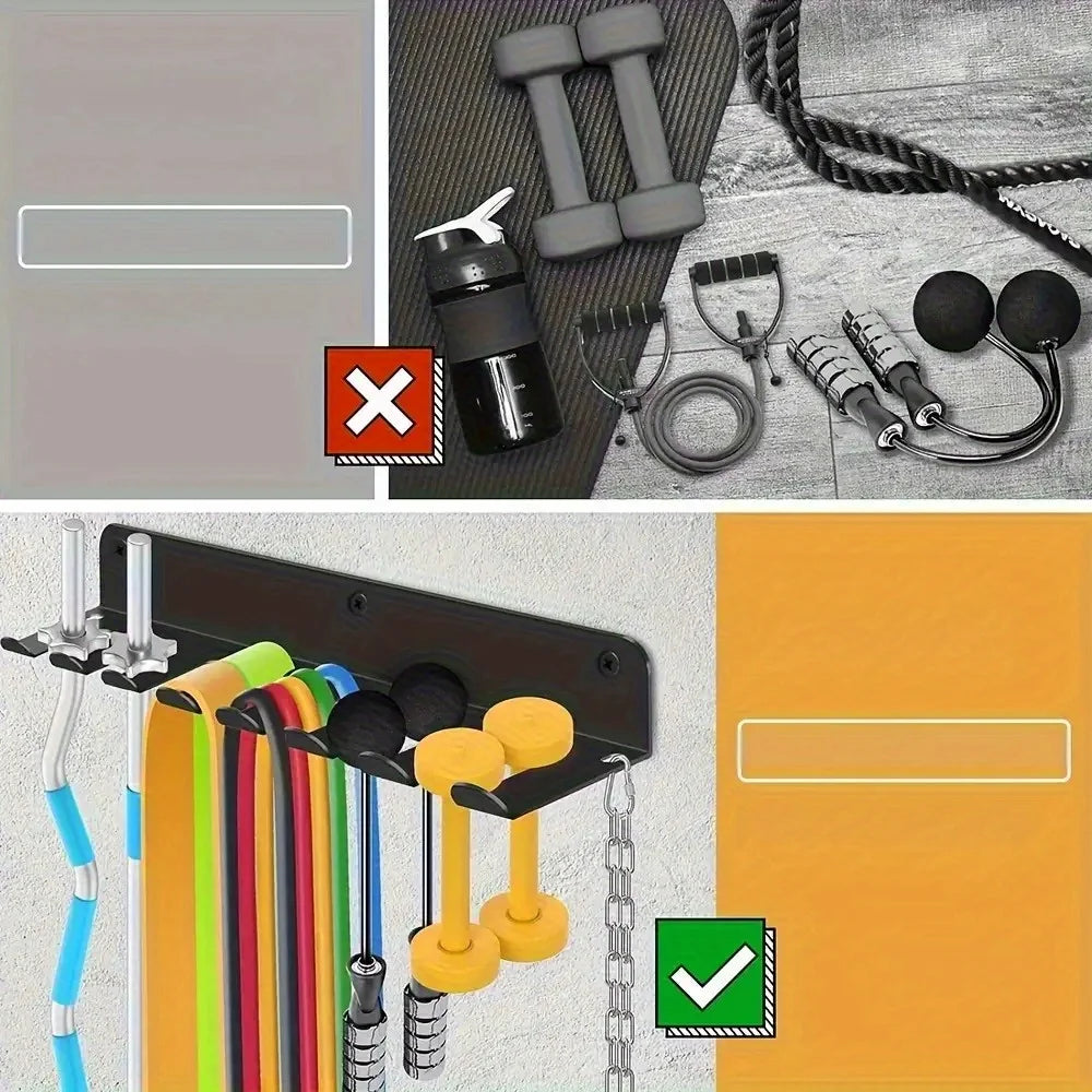 1pc [Fitness Equipment Organizer] Multifunctional Black Iron Wall-Mounted Fitness Equipment Organizer - Perfect Gift for Home