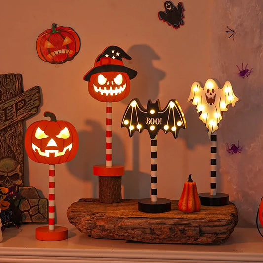 Halloween LED Night Light Pumpkin Ghost Ambiance Lights Battery Powered Waterproof Outdoor Garden Bedroom Festival Party Decor