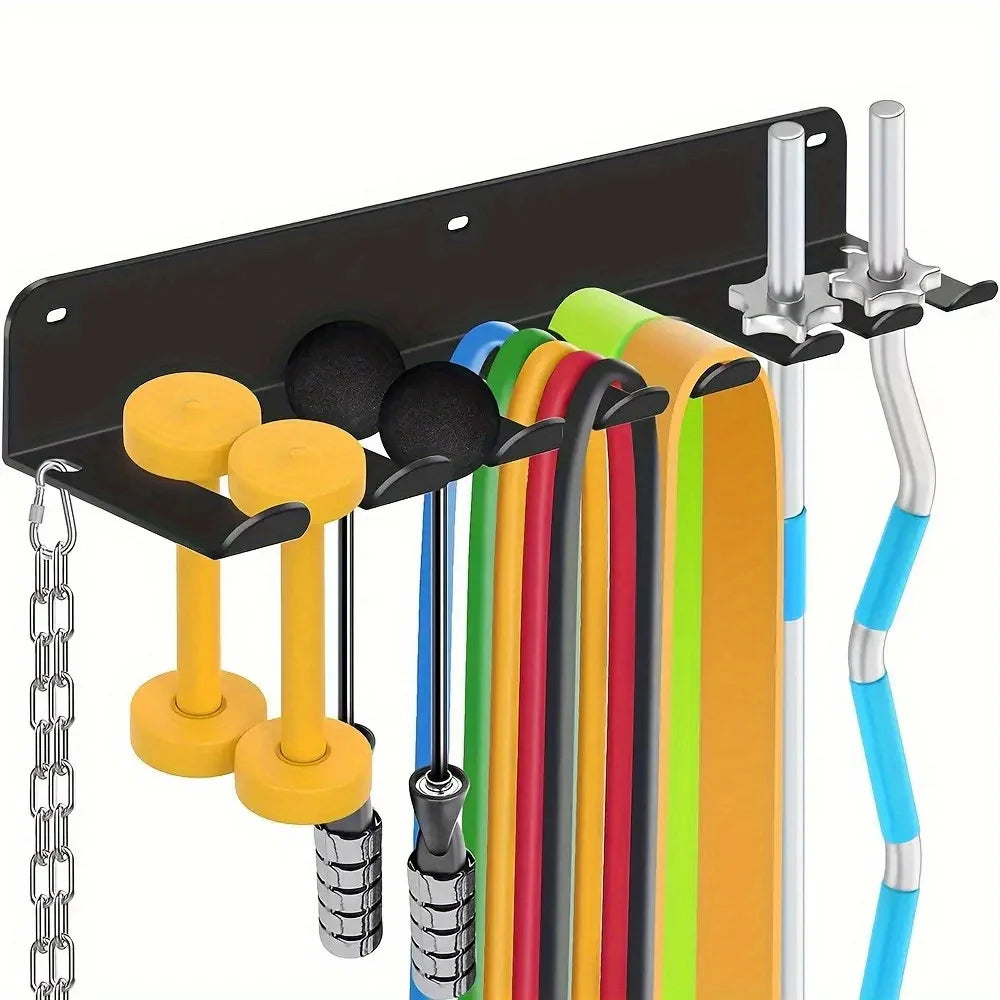 1pc [Fitness Equipment Organizer] Multifunctional Black Iron Wall-Mounted Fitness Equipment Organizer - Perfect Gift for Home